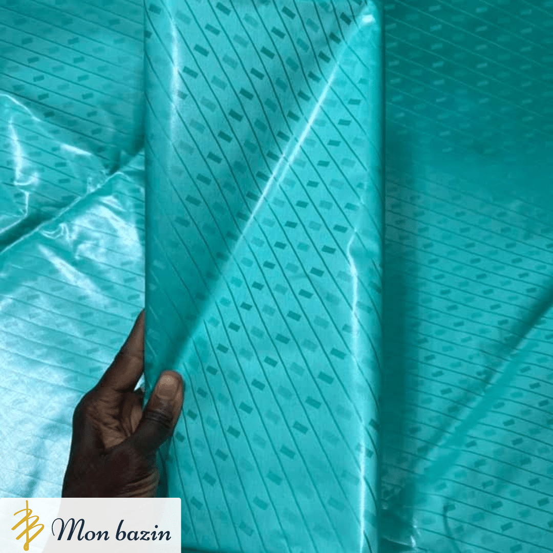 12 Bazin riche Bleu Turquoise Lumineux “Kita” – Image 1