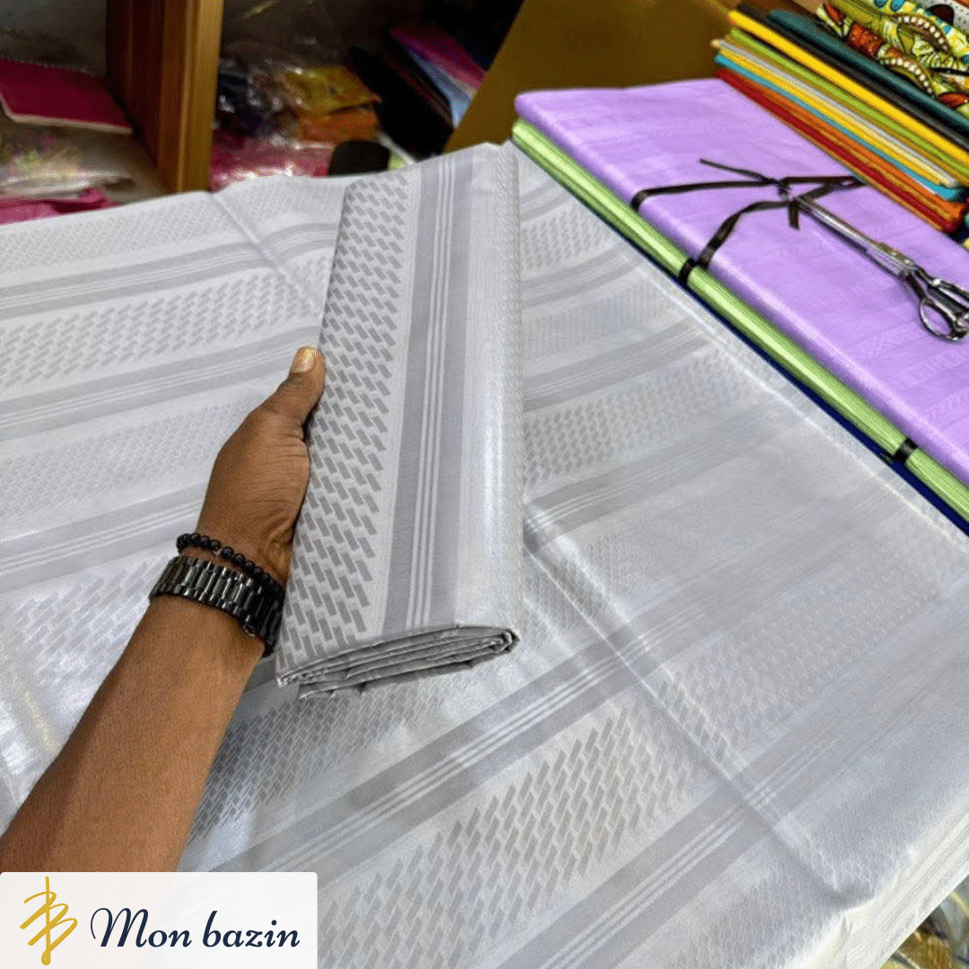 136 Bazin riche Gris Argenté “Banamba” – Image 1